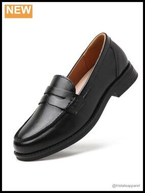 Leather Penny Loafers Slip-On Dressy Comfort Women's Shoes